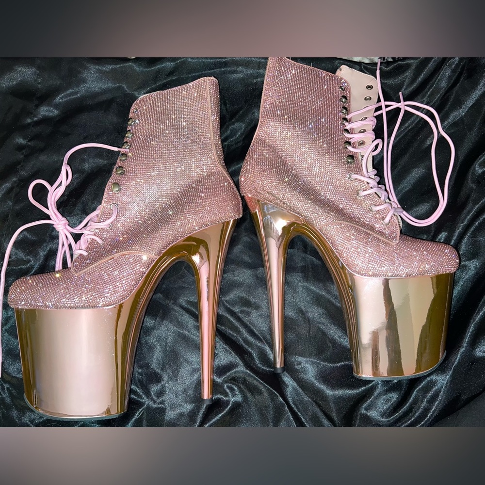 Pink Rhinestone Pleaser Boots